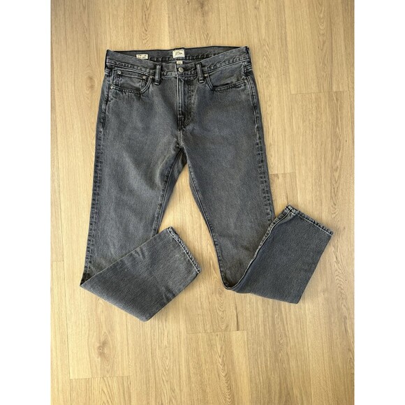 J.Crew‎ 484 Jeans Men 33x32 Narrow Tapered Leg Washed Black Stretch Denim Slim - Picture 2 of 6